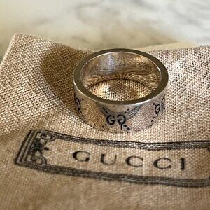 Gucci Ghost Men's Sterling Silver Ring Size 10 3/4